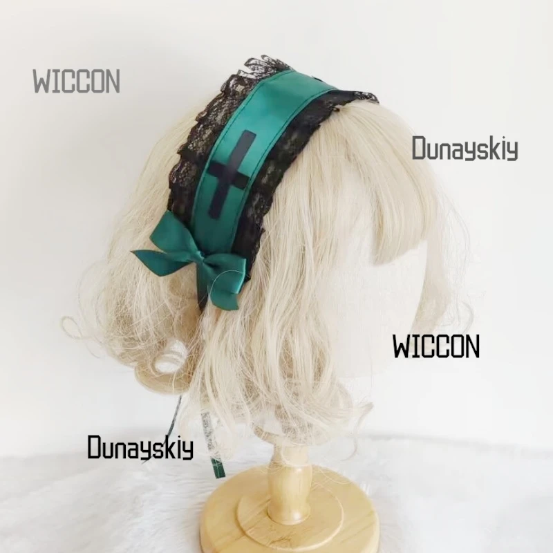 عصابة رأس لوليتا KC القوطية - قطعة شعر من الدانتيل للخادمة/الهالوين التنكرية/عيد الميلاد/أوكتوبرفيست/عيد الفصح