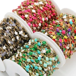 1 Meter Enamel Heart Star Stainless Steel Chains DIY Necklaces Bracelets Anklets Link Chain Findings Jewelry Making Accessories