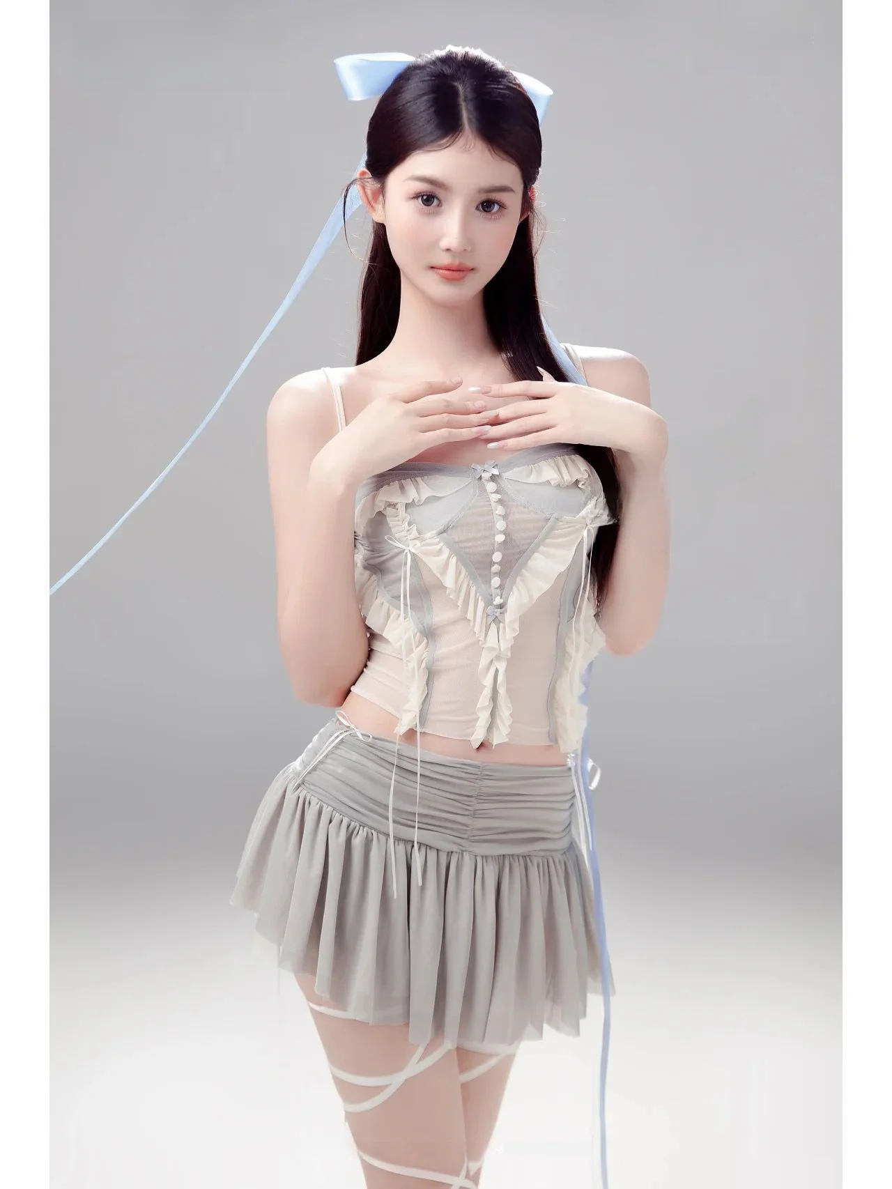 

Фотосессия в студии: Портрет балерины в корейском стиле, образ «Чистое желание», художественная фотосъемка принцессы, модный костюм для женщин