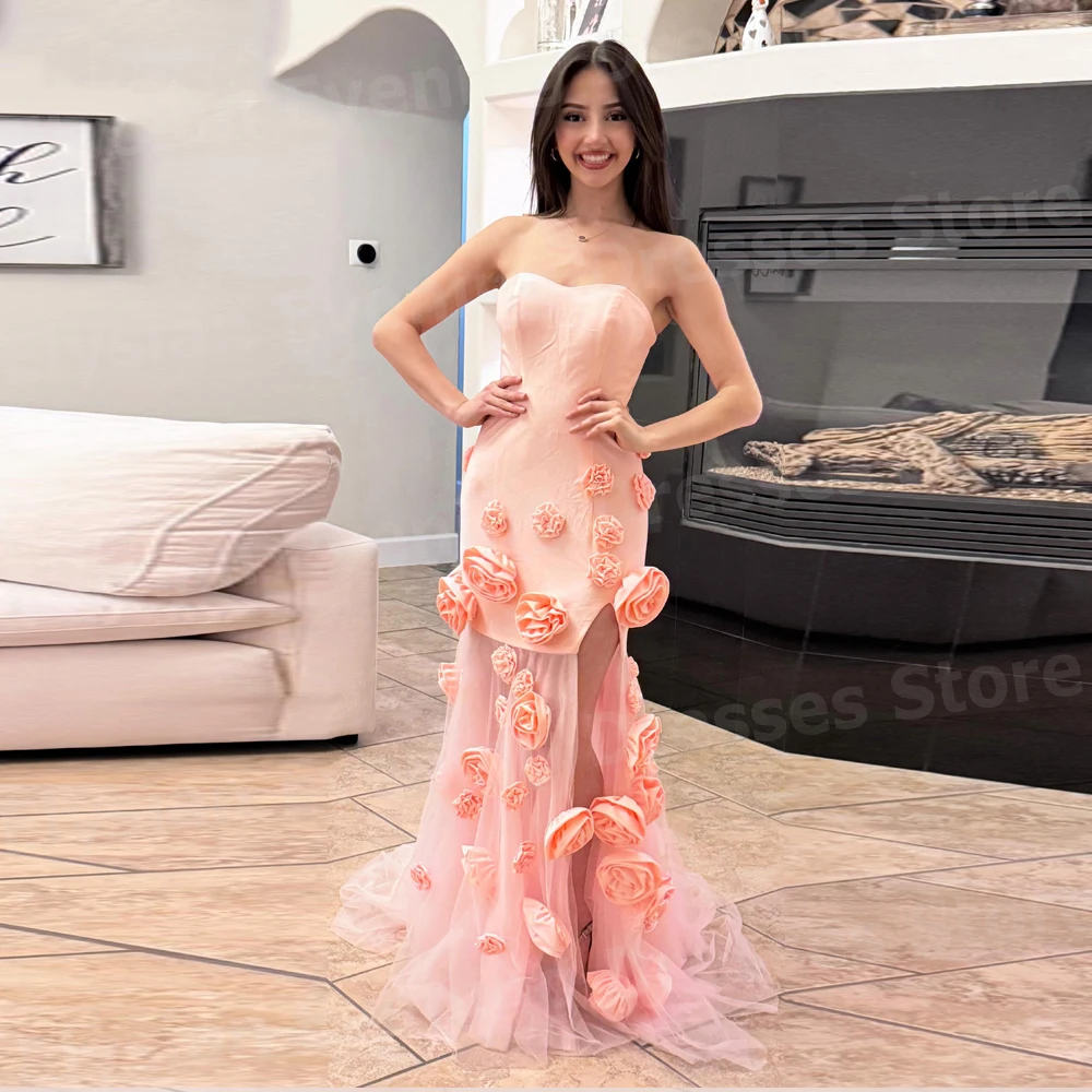 Elegante dames zeemeermin avondjurken lieverd op maat gemaakte galajurken mouwloze bloemen rugloze vestido de gala noche mujer