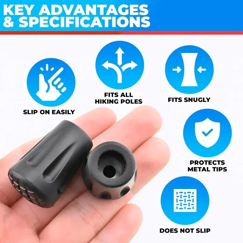 1/5/10Pcs Anti-Slip Rubber Walking Stick Tips for Trekking Poles Durable Hiking Pole Protector