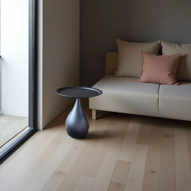 

Balcony wrought iron coffee table creative round small bedside table movable sofa