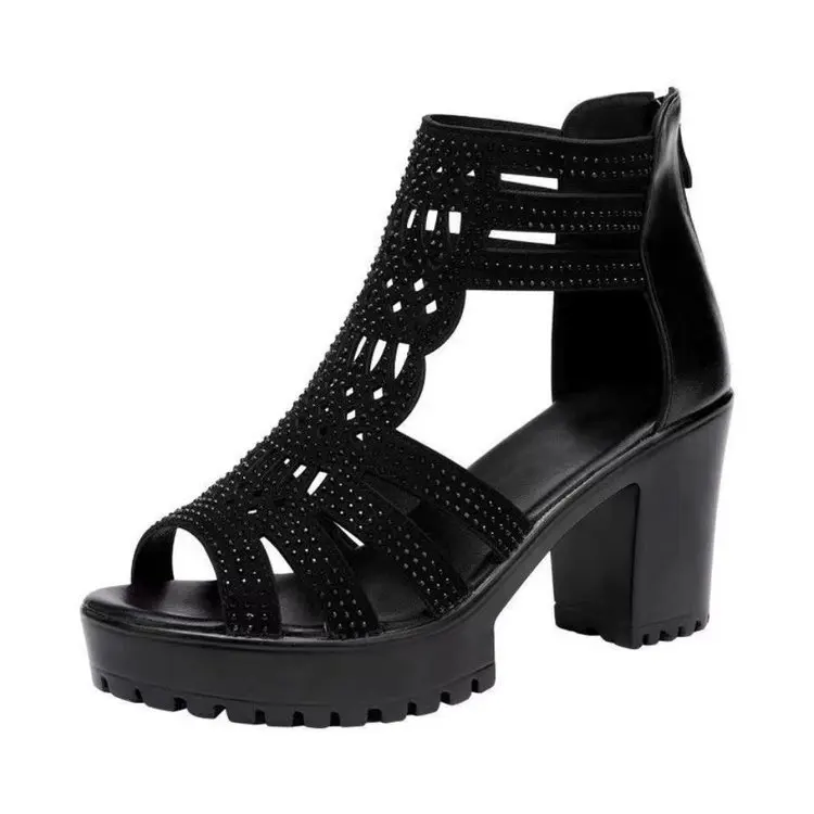 

Women's High Heel Shoes Rome Women's Peep Toe Platform Chunky Heel Gladiator Sandals Outdoor Dress Party Fish Mouth Shoes