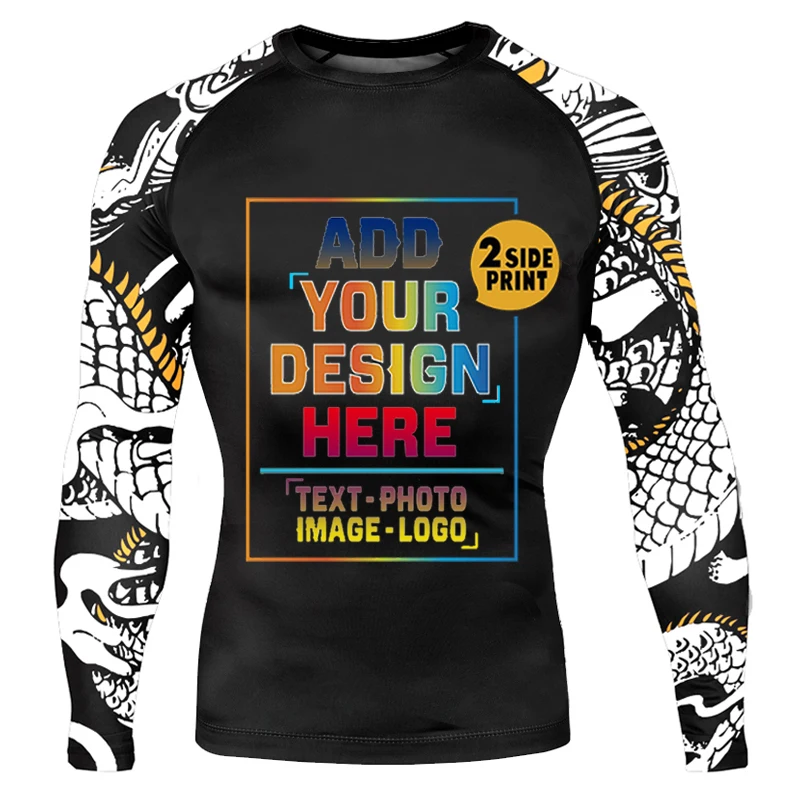 High quality fashion hot selling men\'s Long sleeve T-shirt Compression running shirt gym top add design to your image T-shirt