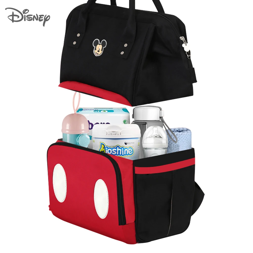 Disney-Bolsa de pañales multifunción de gran capacidad para mamá, mochila impermeable para mamá, bolsa para pañales de viaje, bolsas húmedas