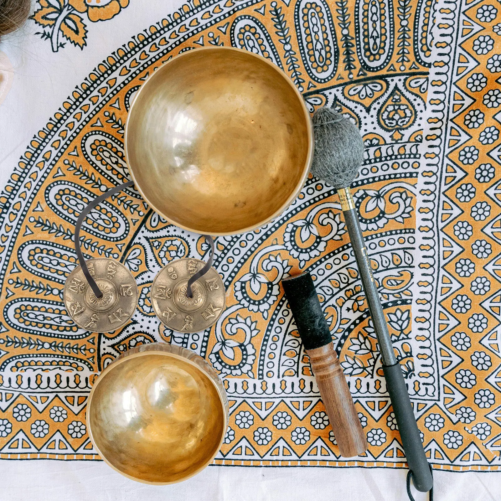 

1 Pair Tibetan Tingsha Cymbals Bell Yoga Chime Bells Copper Finger Percussion Instrument With Zipper Bag For Music Kit Cultural