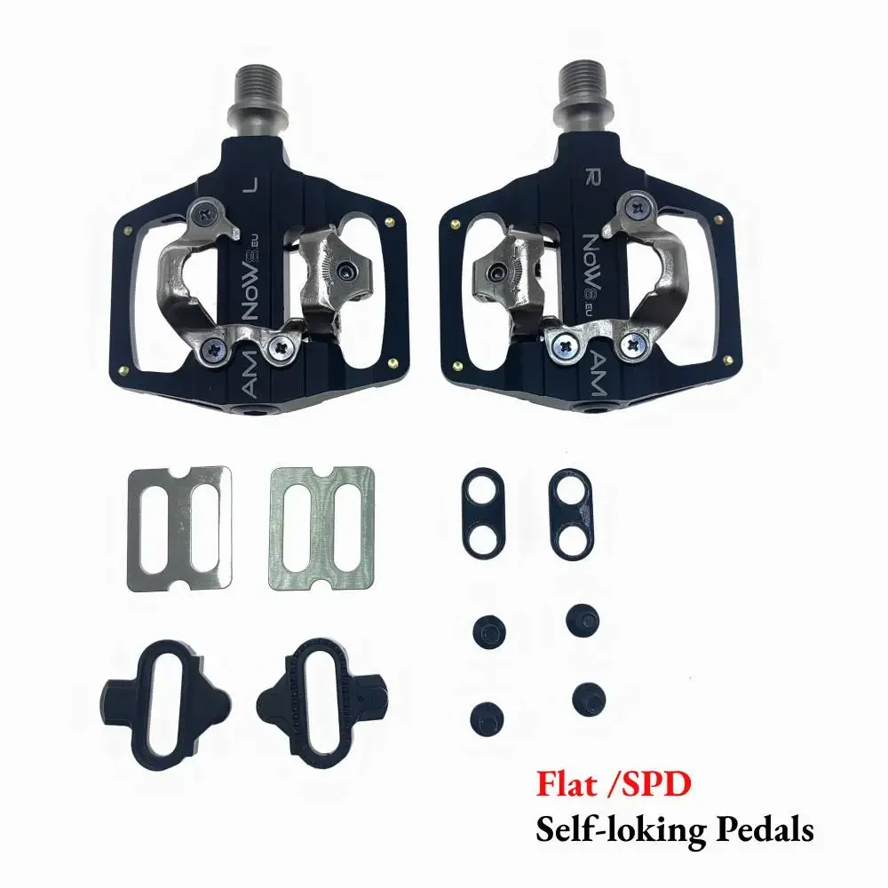 Last Bicycle Lock Pedals SPD Dual Flat/ Lock Pedals Fit SPD 9/16 Aluminum Alloy MTB Cleat Pedal Parts