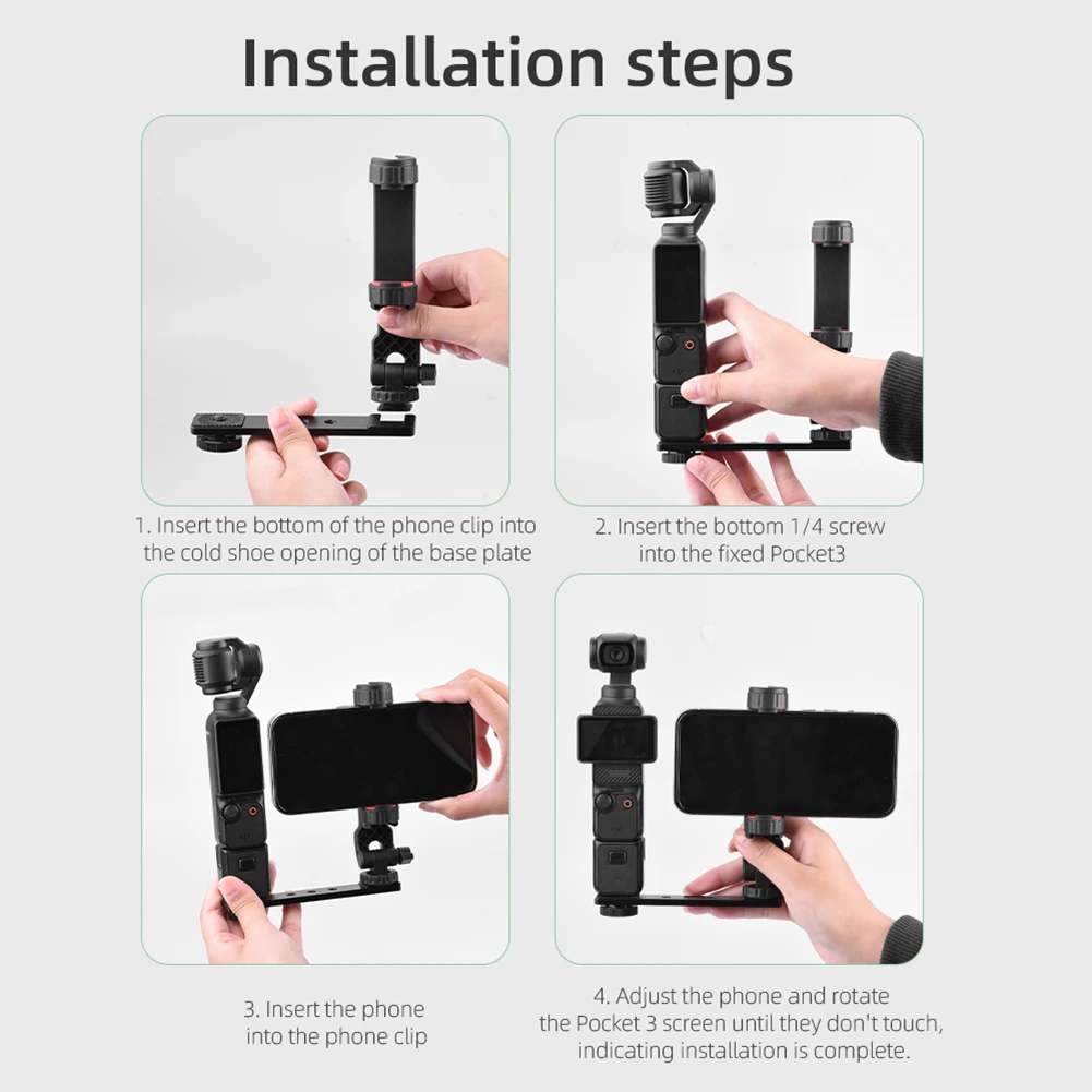 مشبك هاتف دوار محمول لـ DJI Osmo Pocket 3 ملء ضوء ترايبود كليب مشبك الهاتف مع برغي 1/4 بوصة والحذاء البارد #6