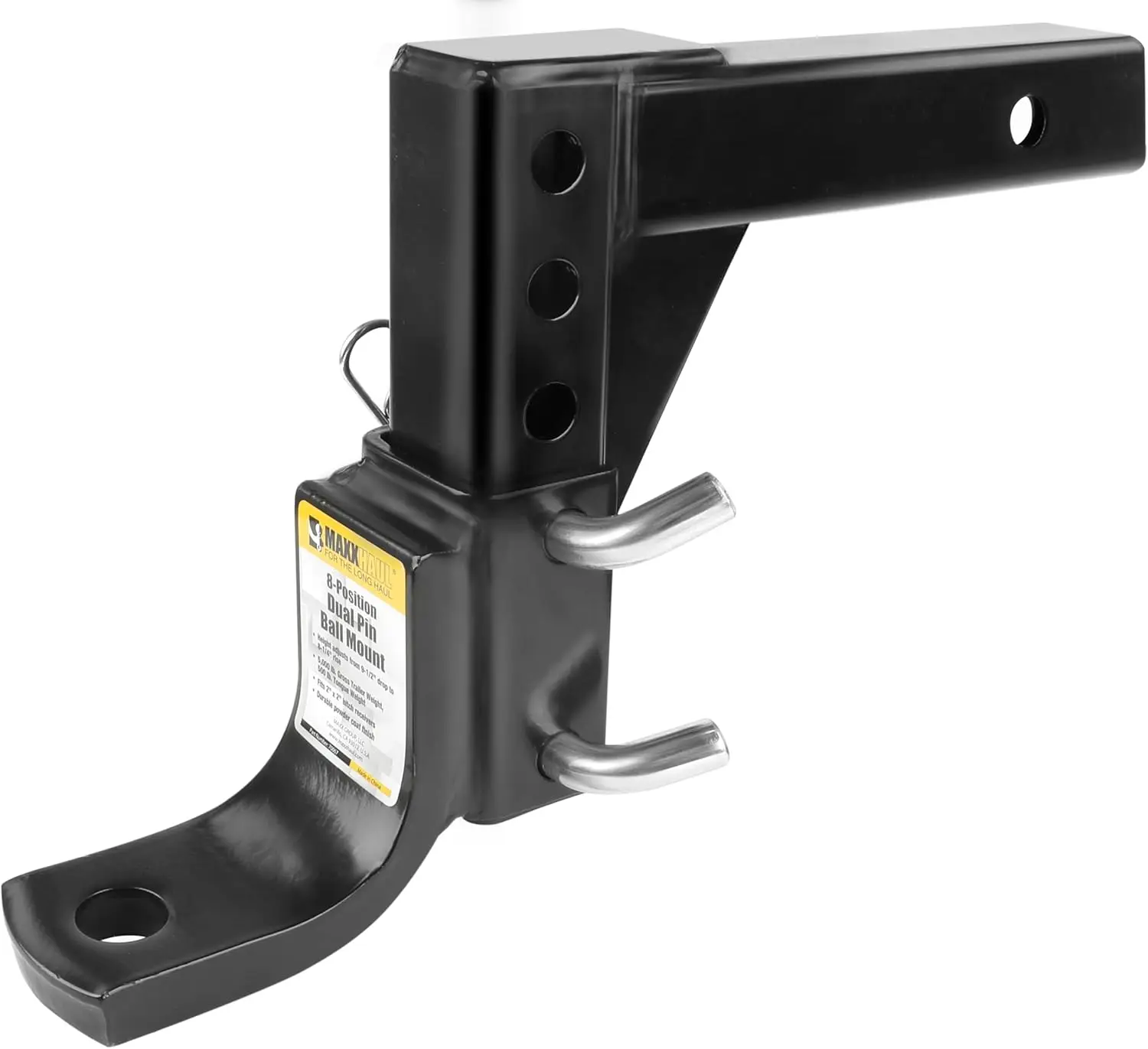 

70067 Trailer Hitch - 8-Position Adjustable Ball Mount Tow Hitch - 5000 lbs. GTW Capacity , Black
