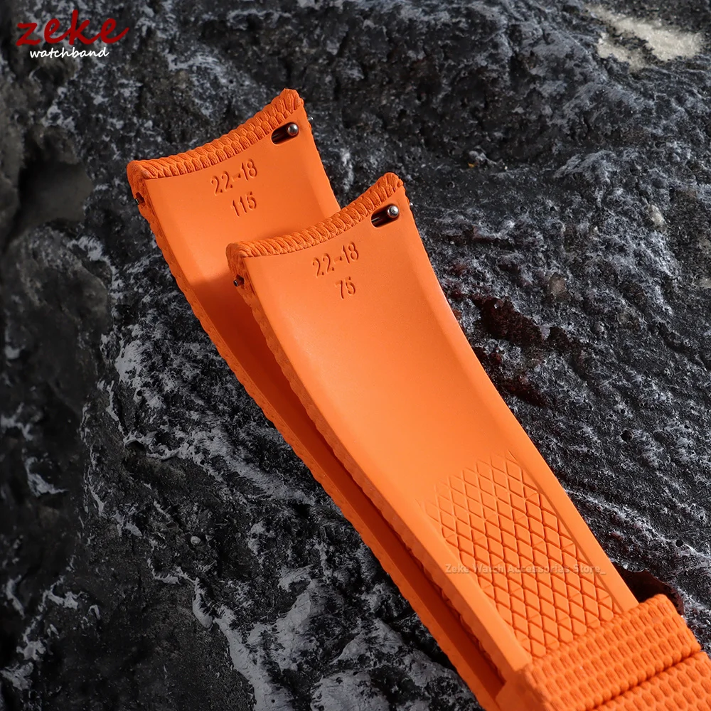 Curved End Watch Band Soft Fluorine Rubber Watchband 20mm 21mm 22mm Waterproof FKM Rubber Watch Strap for Omega Bracelet Belt view 5