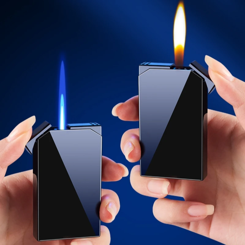 

New Dual Fire Gas Lighter Straight Into Open Flame Blue Flame Butane Gas Lighter Cigarette Accessories