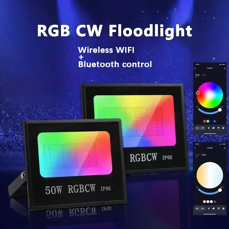 30-100 Вт Tuya Intelligent APP Прожектор Светодиодный уличный водонепроницаемый IP66 85-265 В RGB Bluetooth WIFI Парковый двор Настенный светильник