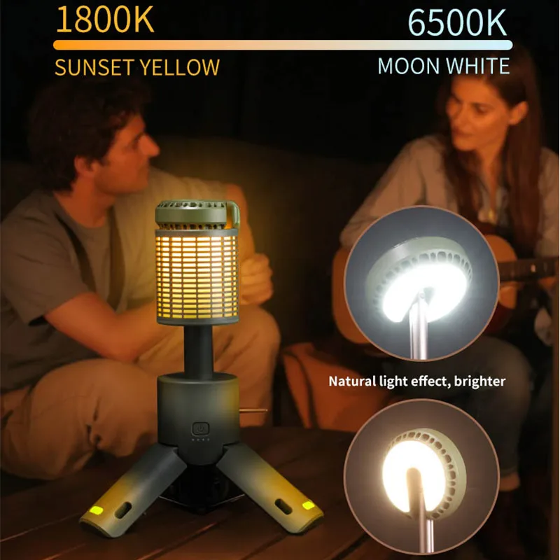 للطي التخييم ضوء المحمولة تلسكوبي الفوانيس المدمج في 10000mAh في الهواء الطلق مصباح مغناطيسي مقاوم للماء مع قاعدة حامل مثلث