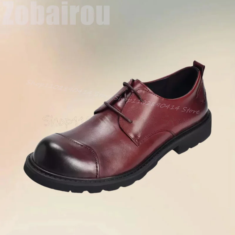 Burgandy-mocasines con tiras y punta redonda para hombre, zapatos informales sin cordones, hechos a mano, de lujo, para fiesta y oficina