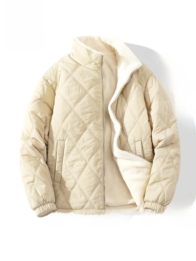 

Thiened Winter Jaet Men's Northeast Cold Resistant Coat Inner Cotton Stand Collar Long Sve Youth Fas...