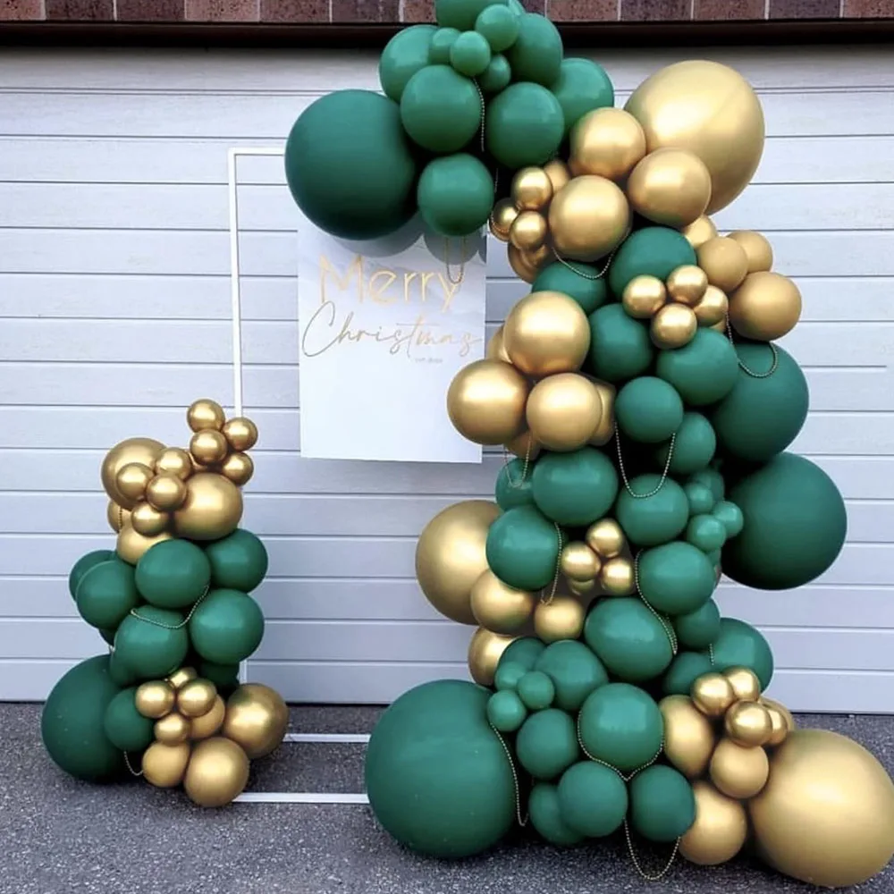 

106Pcs Green and Gold Balloon Arch Garland Kit-Metallic Gold Balloon Dark Green Balloon for Birthday Wedding Party Decorations