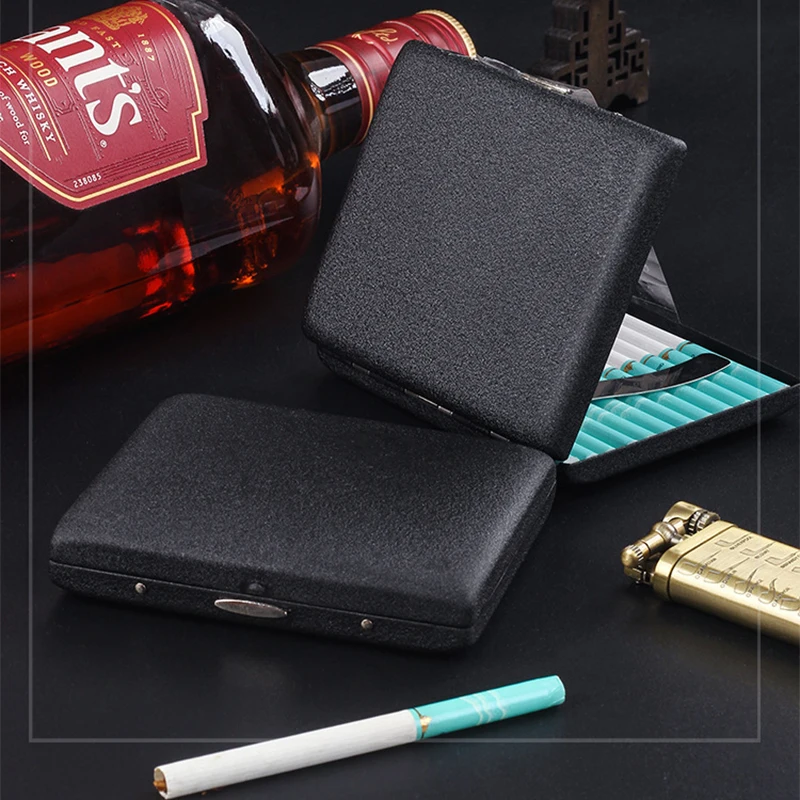 Metal Frosted Black Smoking Case Pocket Cigarette Storage Container Thin Mini tobacco Case