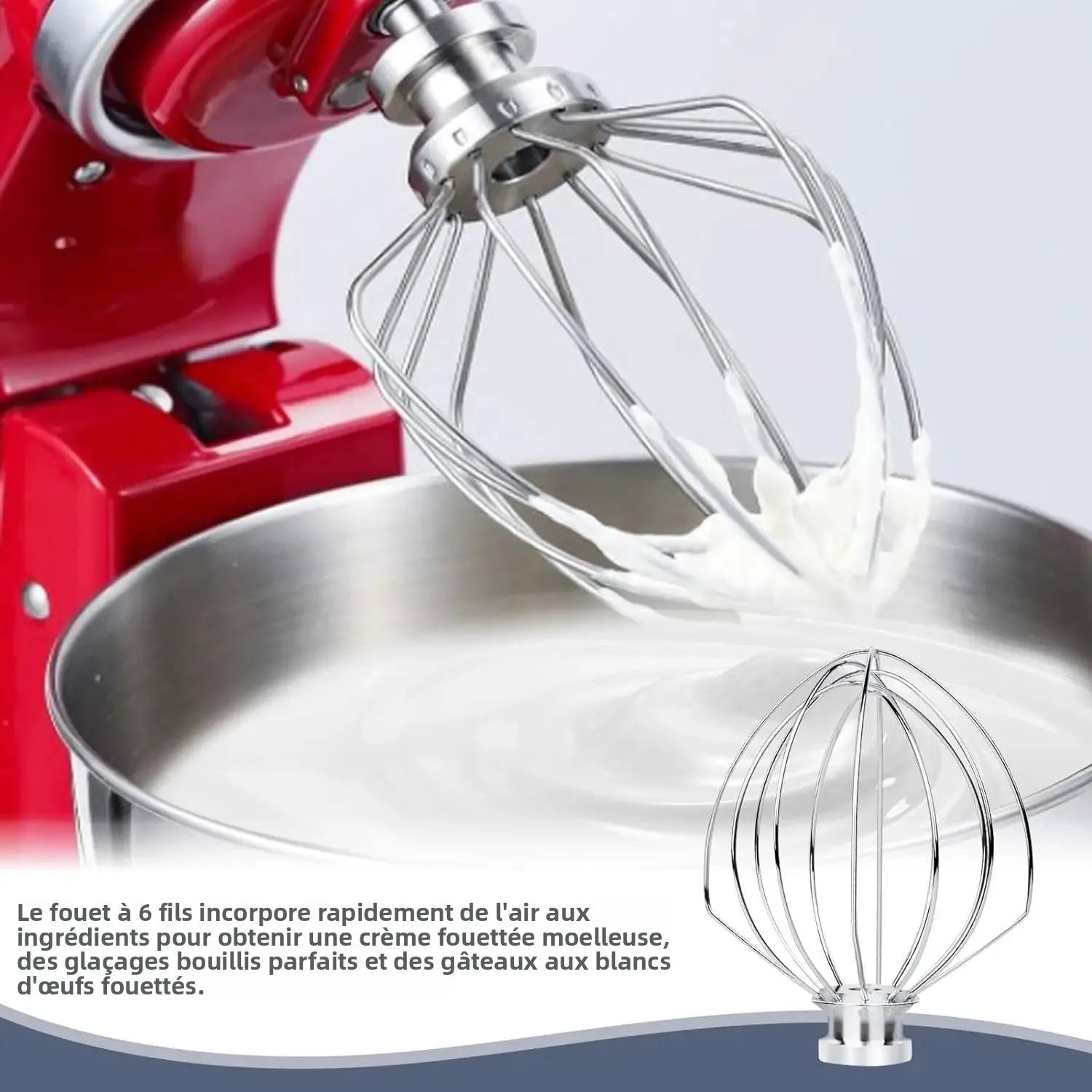 Image 5: Fouet en fil d'acier inoxydable K45WW, accessoire de remplacement pour batteur KitchenAid 4.5-5QT avec support de bol