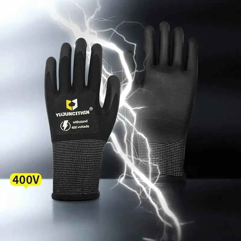 1 Pair Ultra-thin Safety Electrician Gloves 400/500V Insulated Working Gloves Nitrile Anti Electric Shock Gloves