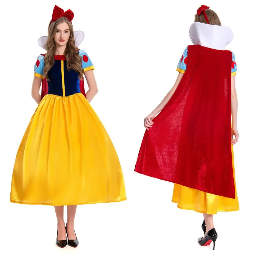 

Princess Snow White Cosplay Fantasia Women Costume Disguise Adult Dress Roleplay Outfits Fancy Dress Up Halloween Carnival Suit
