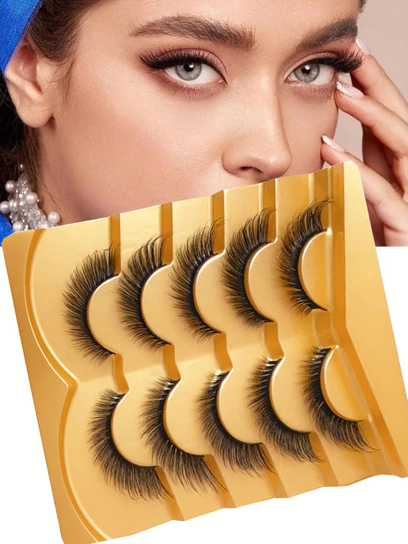 目を引くマンゴーアイ 3D 人工つけまつげ 5 組 - 長く太いまつげで目元を美しく演出します。