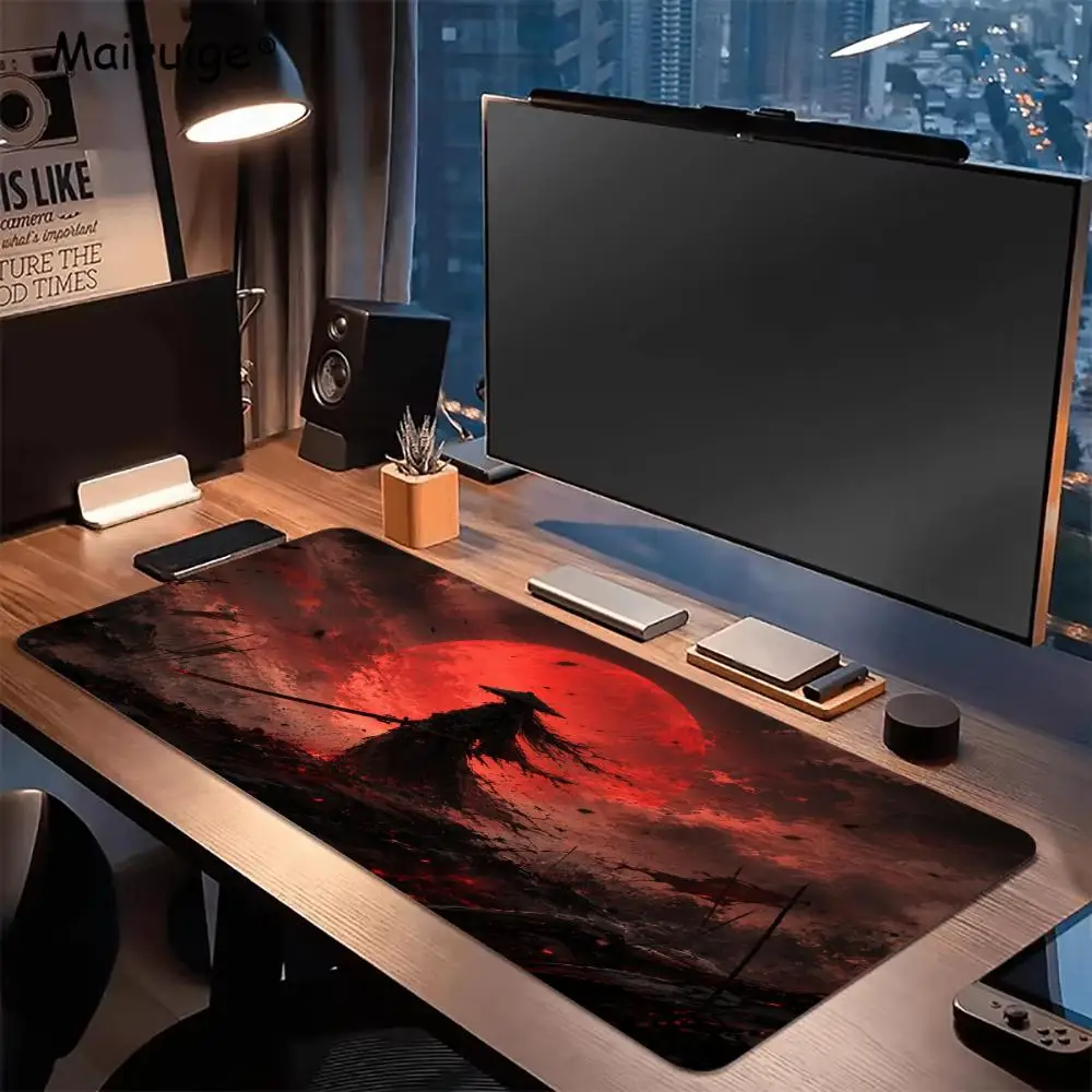 Samurai Mouse Pads Pc Accessories Desk Mat Desk Interior Setup Mousepad Gamer Playmat Gaming Room Decoration Rug Big Mousepepad