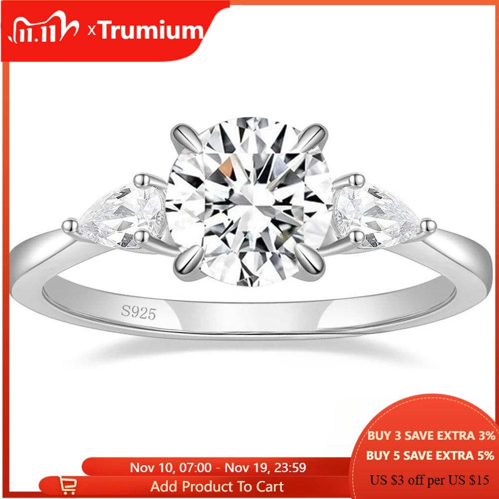 

Trumium 2CT Moissanite Engagement Rings for Women D Color VVS1 Clarity 925 Sterling Silver Round Halo Moissanite Wedding Band