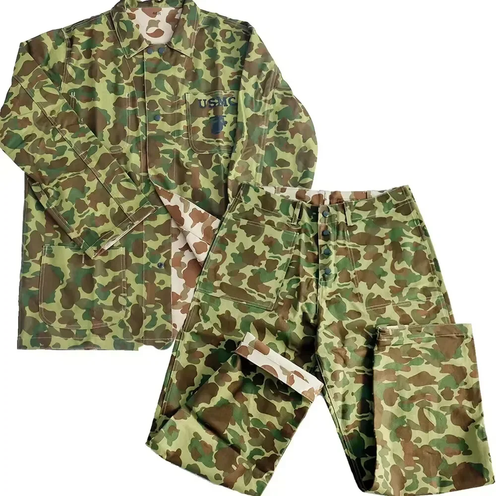 WW2 USMC American Soldier Jacket Outdoor Casual Training Suit Jacket and Pants American Camouflage Suit Uniform