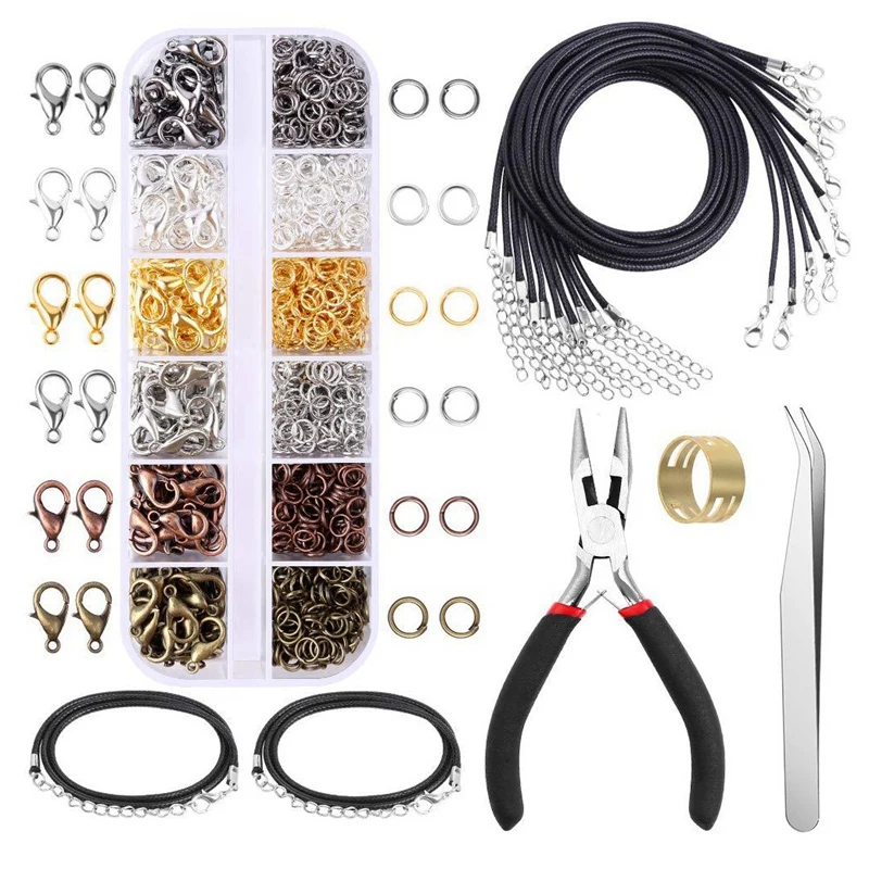 12 Grid DIY Jewelry Making Accessories Combination Set Opening Closed Ring Lobster Buckle Necklace Rings Earrings Repair Tools