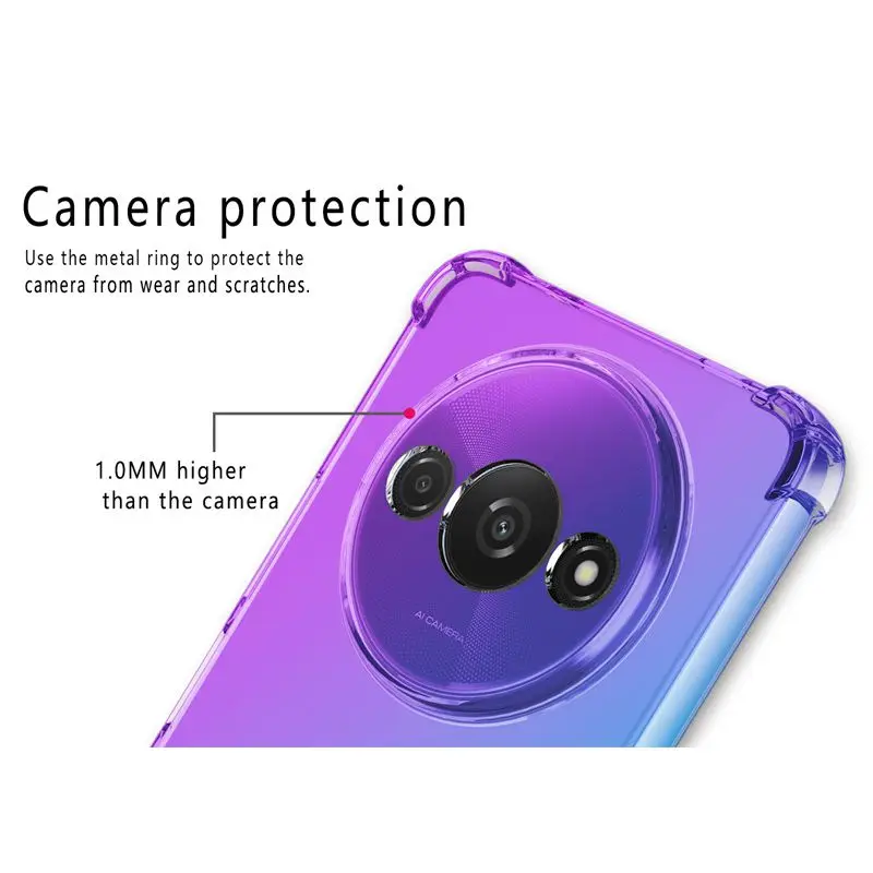 Gradient Airbag TPU Case for Xiaomi Redmi A3 4G Protective Shockproof Cover Fundas Coque Capa