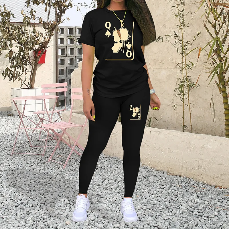 

Женская Повседневная футболка и брюки, комплект из 2 предметов, Новинка лета 2024, Модный облегающий Спортивный Костюм для фитнеса и бега, комплекты для бровей