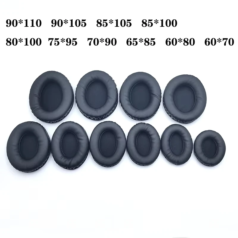 Oval Replacement Headphone Ear Pads, Soft Sponge Leather Foam Ear Cushion Ear Covers Multiple Size 60*70 To 90*110 2Pcs