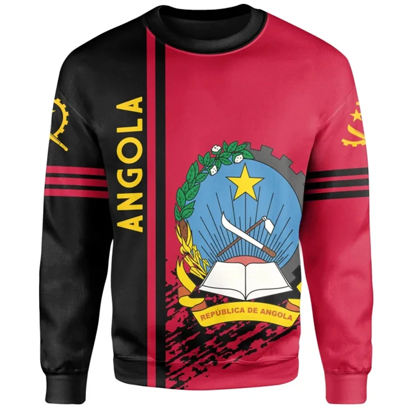 Angola Flag Map Graphic Sweatshirts For Men Clothes Fashion Women Sweater Casual Male Streetwear Autumn Pullovers Boy Tracksuit