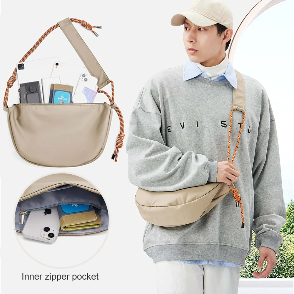 Half Moon Shoulder Bag Small Nylon Cross body Bag, Shoulder Bag for Men Women Fit Travel, Shopping, School, Office, Hanging Bag