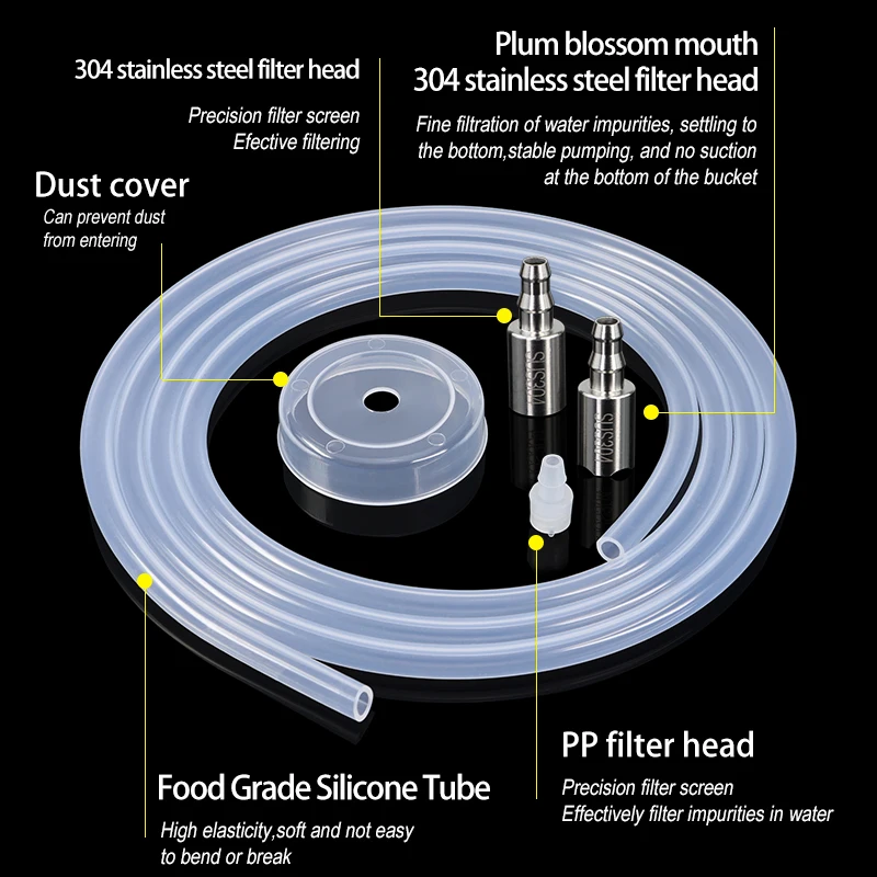 6mmx9mm Food Grade Silicone Tube with Dust Cover Hose Automatic Suction Hose Drink Pipe Universal Inlet Pipe Water Dispenser Kit