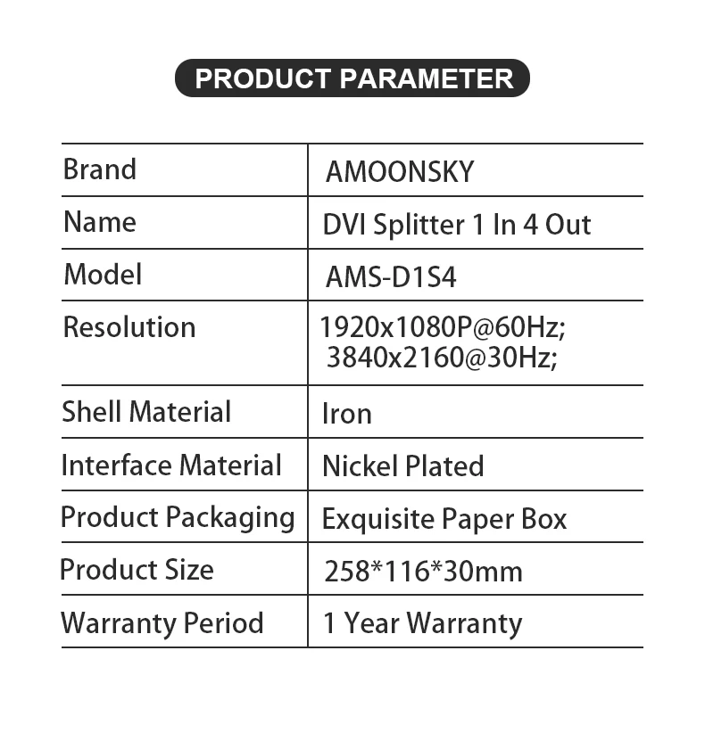 مفتاح تقسيم D1S4 HD متوافق مع DVI ، 1x4 ، 1x4 ، P ، 3D ، 4K * 2K ، محول ، صندوق تقسيم ، فائق الدقة لـ DVD ، HDTV ، xbox ، PS3 ، PS4
