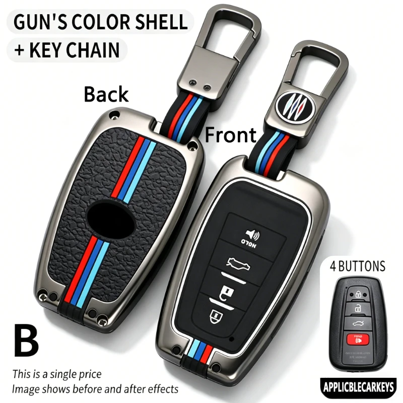 Zinc Alloy Silicone Key Fob Cover for Toyota Camry Corolla CHR RAV4 Highlander 2/3/4-Button Smart Key Protector Case
