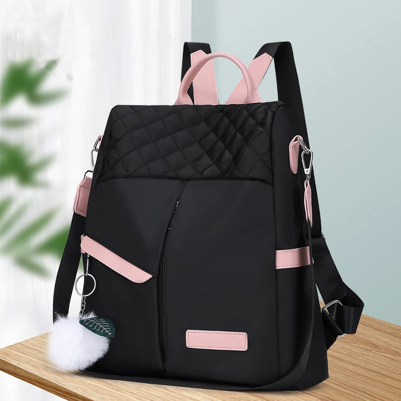 New Fashion And Casual Oxford Cloth Shoulder Bag For Women Contrast Color Large Capacity Water Proof Backpack