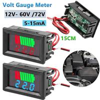 Car Battery Charge Level Indicator LED Display Voltmeter 12V 24V 36V 48V 60V 72V 5-15mA Lithium Battery Capacity Meter Tester