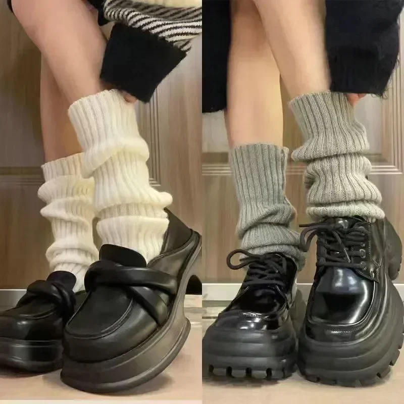 

Lolita Leg Warmers Women's Long Socks Wool Knitted Foot Cover Arm Warmer Y2K Autumn Winter Crochet Heap Socks Boot Cuffs