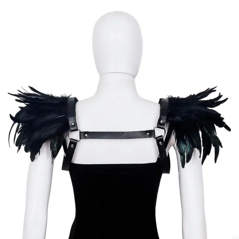 72XE GOTHIC FOETHRUG Rzuruj ramion Boleros Pióro wzruszają w szal ramię na ramię Medieval Halloween Cosplay Costum