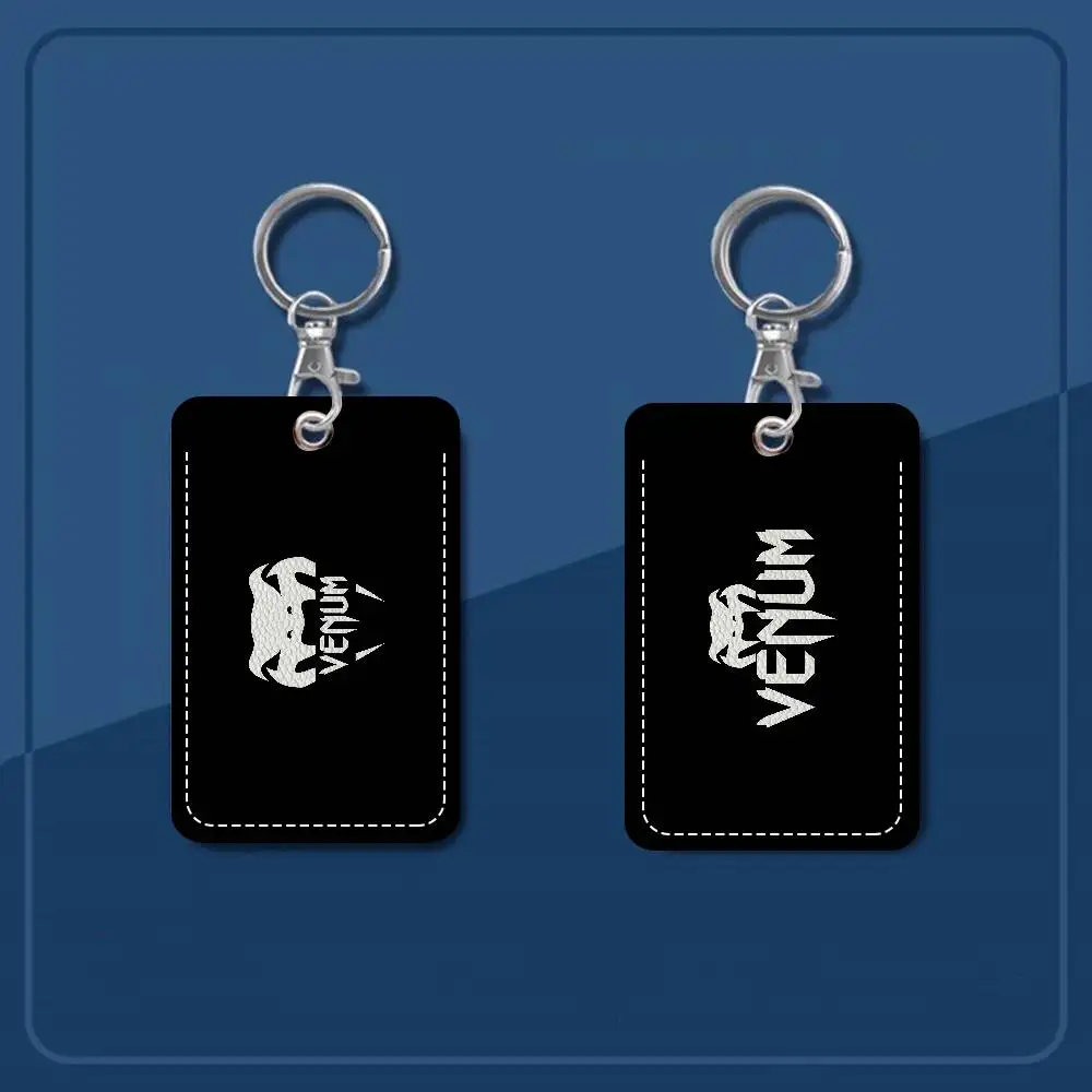 Estojo de Cartão de Acesso em Couro Snake Venom V-Venum 1Pc, Porta-Cartões, Chaveiro, Anel de Chave, Etiquetas de Acesso à Porta, Estojo para Cartão de Identidade
