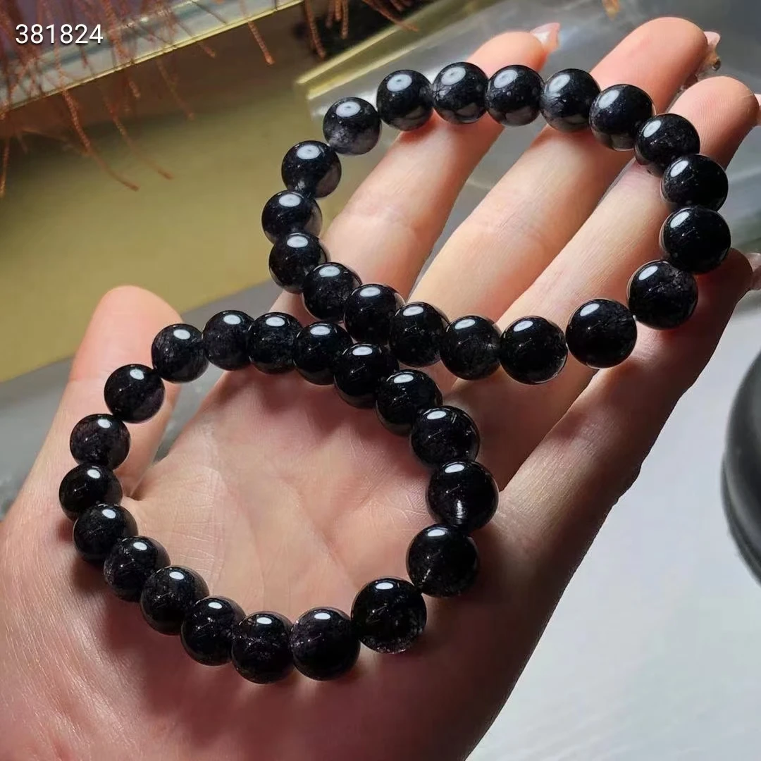 Natural Black Rutilated Quartz Bracelet Round Beads Women Men Crystal Clear Round Beads Jewelry 8mm 9mm 10mm 11mm 12mm AAAAAA