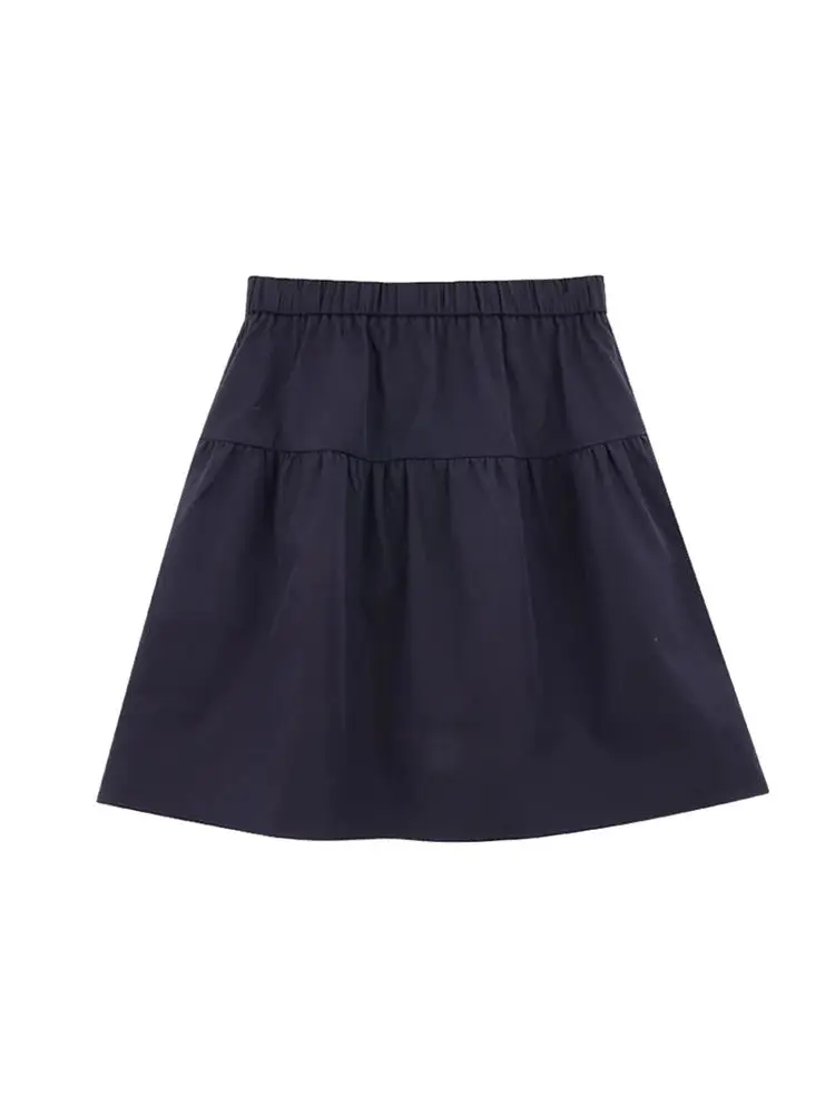 

Юбка трапециевидной формы с высокой талией, женская юбка больших размеров с прикрытым мясом для похудения синего цвета, летняя новинка