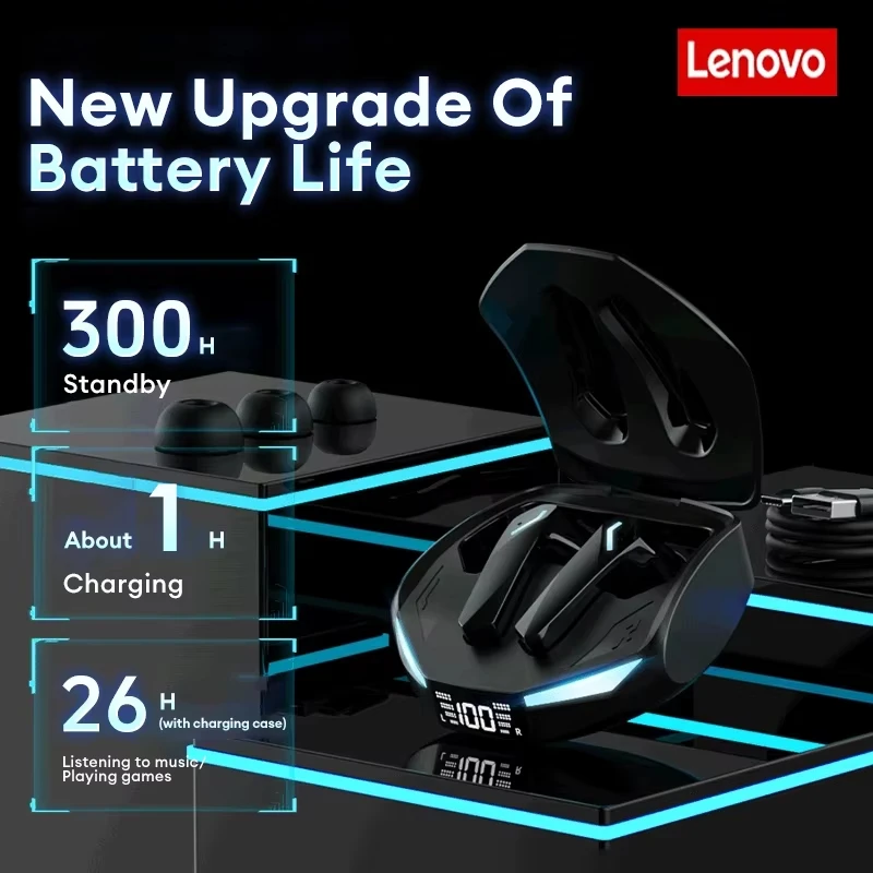 Nowa aktualizacja bezprzewodowa Lenovo XT53 słuchawki Bluetooth 5.4 cyfrowy wyświetlacz LED wodoodporne słuchawki słuchawki douszne do gier o niskim opóźnieniu