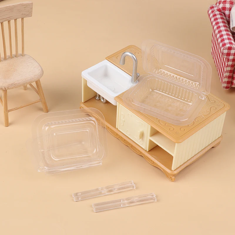 1/12 Dollhouse Clear Disposable Chopsticks Lunch Box Set Dollhouse Mini Tableware Accessories Dolls House Kitchen Decoration