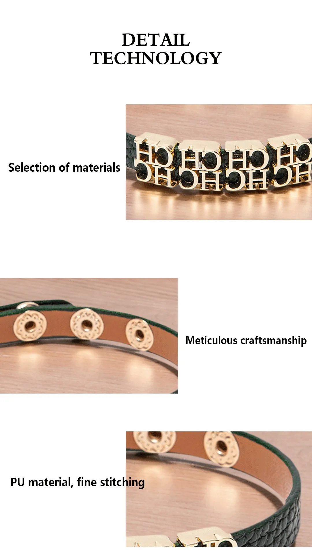 CH Damen-Vintage-Armband, Metall, Buchstabendekoration, schlicht, klassisch, mehrere Stile, vielseitig, für den Alltag – Detail 8