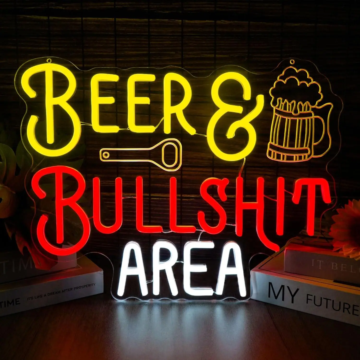 

BEER & BULLSHIT AREA Neon Sign USB Dimmable LED Lights for Beer Bar Man Cave Game Room Restauran Party Decor Business Bar Signs