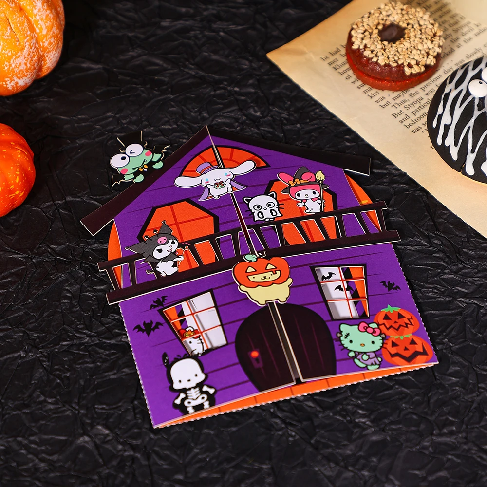 Sanrio Halloween 3D Pop Up Card Podwójne drzwi Kartka okolicznościowa Kreatywne dekoracje Zaproszenie na imprezę z kopertą