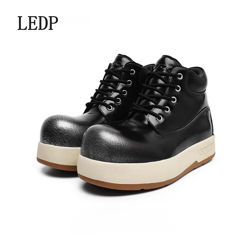 

LEDP Brand Big Head Bread Boots for Men and Women 2024 Autumn New Minority Ugly Q Version Thick Soled Work Boots Trend